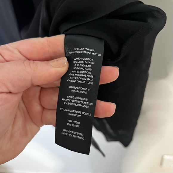 Alice + Olivia Brice layered lamb leather silk black mini sleeveless dress nwt 2 - Picture 9 of 13